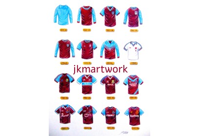 West Ham United FC Retro Shirts Wall Art Print